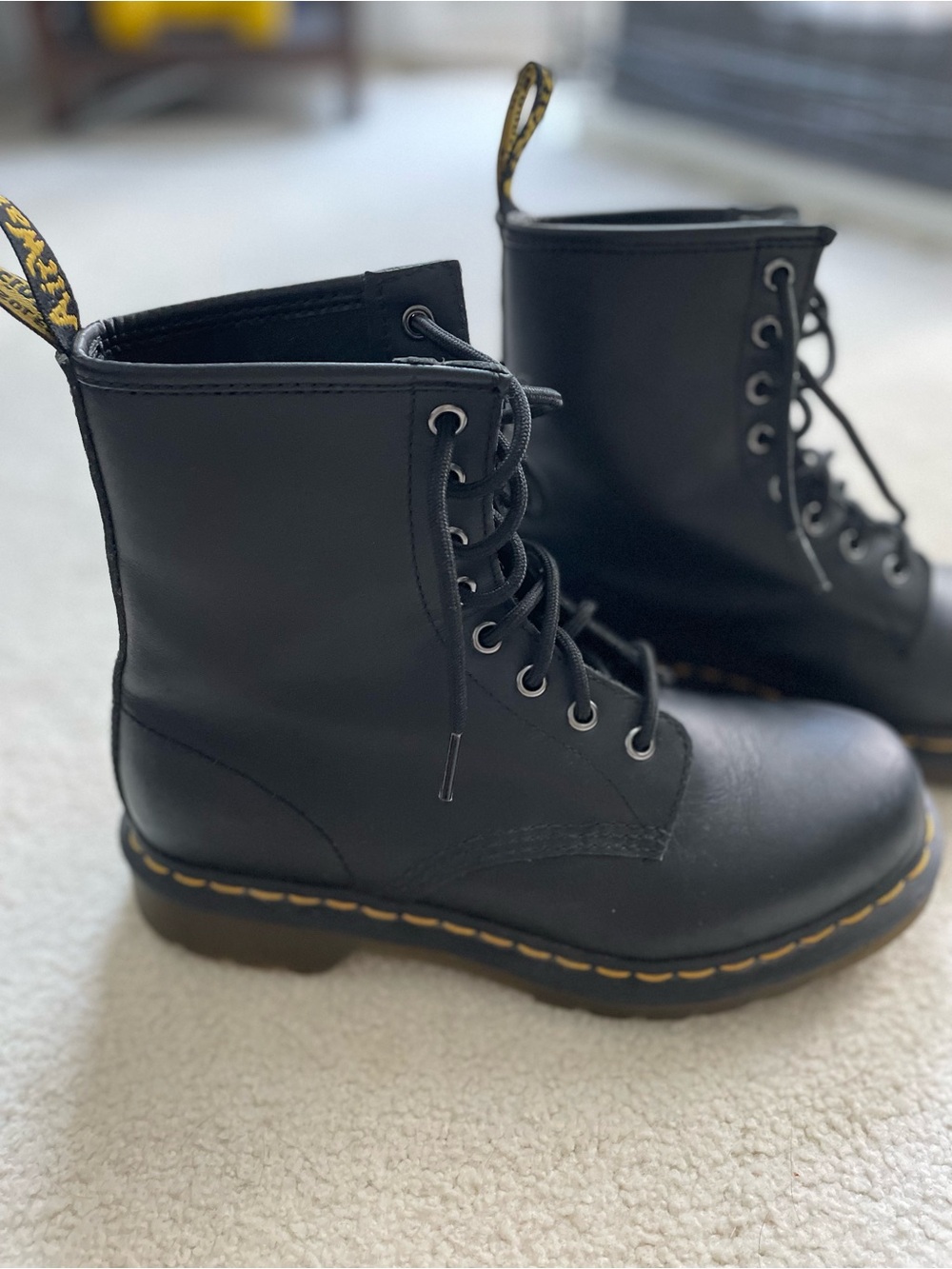 Dr. Martens 1460 Boots Black size 8 Women leather combat moto